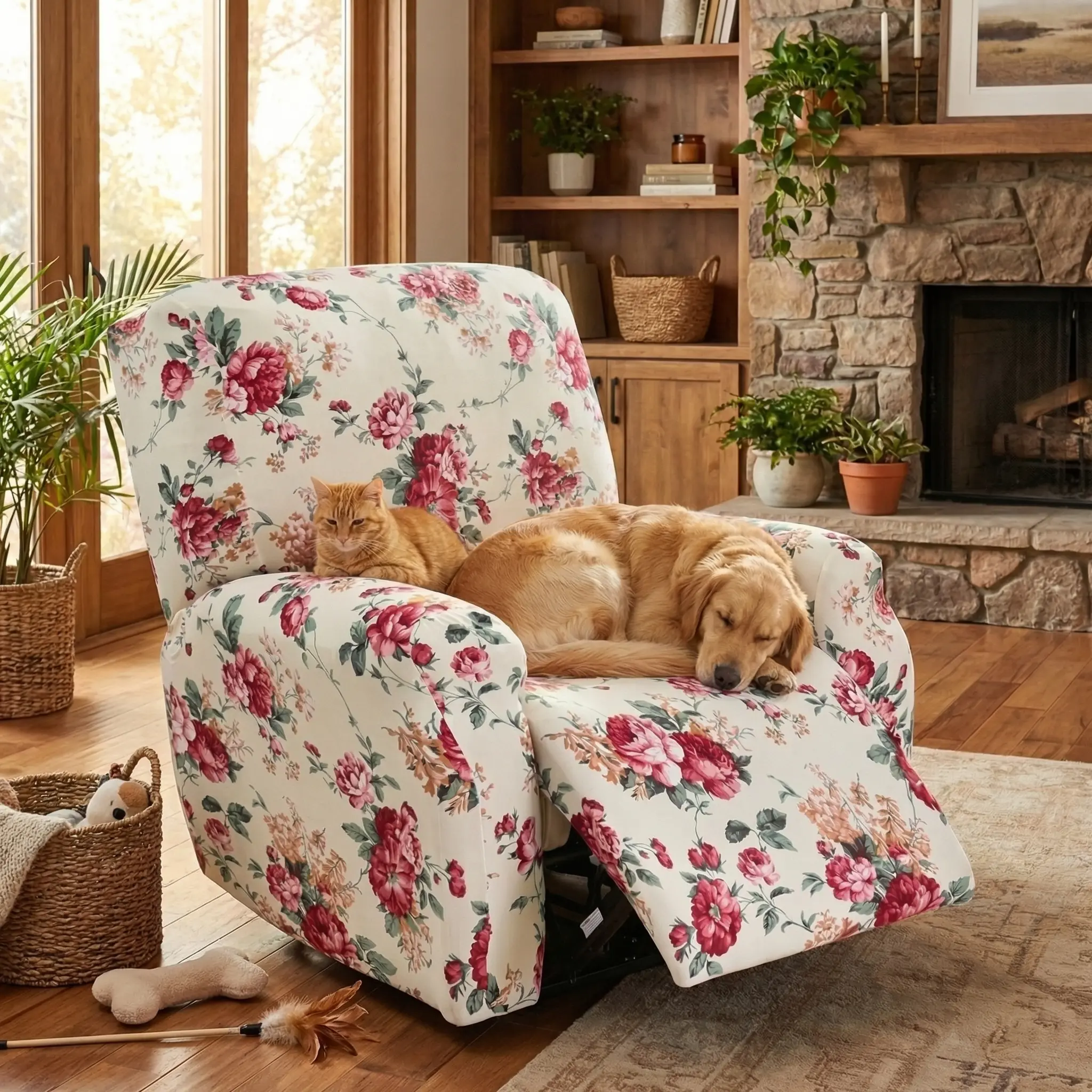 New Style Printed Recliner Slipcover – Non-Slip, Ice Silk Soft, Pet Scratch Resistant, All-Season Furniture Protector, Machine Washable, Perfect for Living Room & Bedroom Decor sohochic