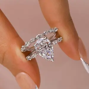 Maxine Vintage 3.0ct 2PC Pear Cut Engagement Ring Set,5A Cubic Zirconia Bridal Ring Set ,Women's Ring Jewelry,Wedding Ring Set for Daily,Travel,Proposal,Birthday,Anniversary