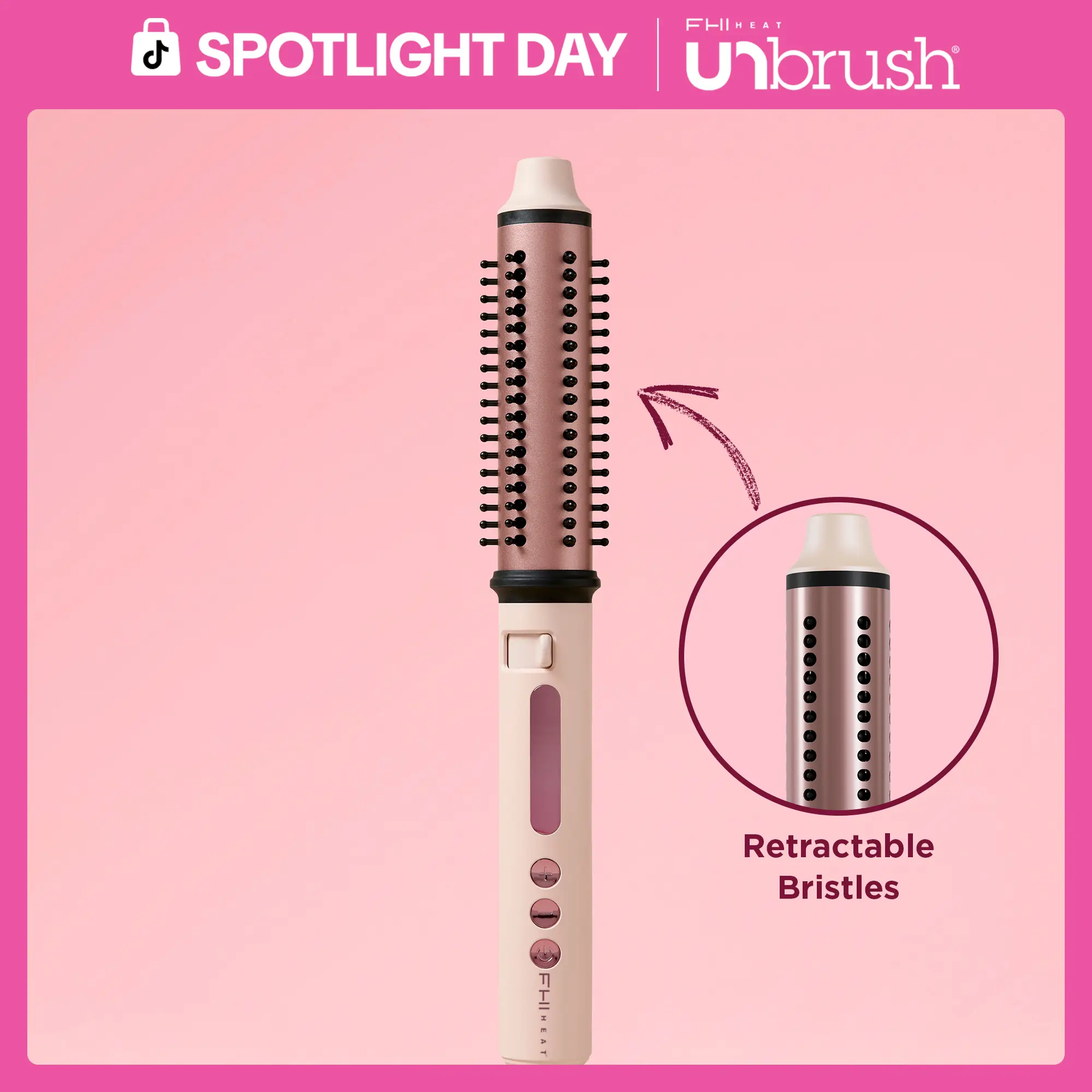 FHI Heat SWIFTSTYLER Retractable Speed Styler 1.25in Curated Collection - 2-in-1 Curling & Heated Brush Hair Styler, Ceramic Tourmaline, Smooth Comb Bristles, Volumizing Bristles, 300-410°F, Worldwide Voltage, 1-Hour Auto Shut Off