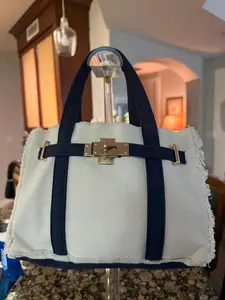 Trending Beaded Bags - "Boatkin" Mini Navy and Off White Resort Collection