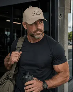DD-214 Black/Gold Embroidered Flexfit Cap | DD214 Honorable