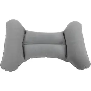 ‌H-Type Inflatable Lumbar Pillow 48cm Portable Back Support Cushion with PVC Flocking Surface for Office & Travel