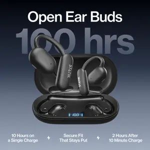 STATIK Aktive: Open-Ear Bluetooth Earbuds | 100Hr Battery | Water Proof Sports | Headset Wireless Audio | Comfortable | Secure | Chargeable Charging Case | Waterproof Rating