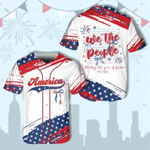 Coquette Bow America 250th Anniversary Jersey, Patriotic We The People 1776-2026 Celebration, 4th Of July Gift, 250 Years Baseball Jersey#TikTokMadeMeBuyIt#USA250#PatrioticEagle#1776To2026#Independence Day#AmericanPride#250th Anniversary#PatrioticTee