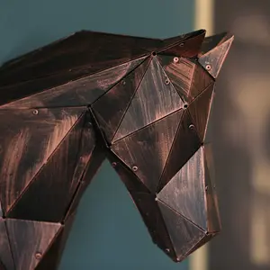 Buori - 3D Metal Horse Sculpture - Metal Wall Art - Handmade Home Decor - Unique Gifts - Modern Wall Art - Polygonal Sculpture - Copper Wall Decor - Horse Gift - Contemporary Wall Art - Animal Sculpture - Horse Head Wall Decor - Cabin Decor - Geometric
