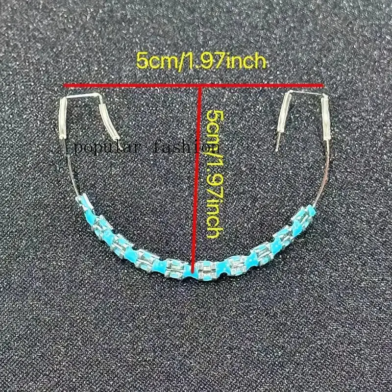 popularTemporary Braces 2-Piece Set Fashion Zipper Decoration Teeth, with Novel Upper and Lower Jaw Hooks, Colorful Plastic Orthodontic Accessories Oral