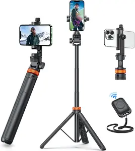 62" Phone Tripod with Remote - Extendable Cell Phone Stand for iPhone & Android - Ultimate Phone Holder with Cold-Shoe Expansion Port & Wireless Control