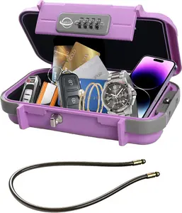 Safe Box,Combination Safe with Removable Cable,Set Your Own Combination,For Travel,and Camping Activities Pink