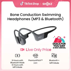 【Live only】SHOKZ OpenSwim Pro - Open-Ear Bone Conduction Bluetooth Headphones & 32GB MP3 Player, IP68 Waterproof, Secure Fit for Workouts, Running and Swimming Grey Electronic