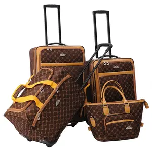 AF Signature 4-Piece Chocolate Gold Luggage Set - Inline Skate Wheels, 1.4 lbs, 10" x 11.5" x 8" Dimensions, 18" Rolling Duffle, 20" Wheeled Upright