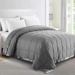 (R) Blankets  Size - Soft Lightweight Down Blanket for All Seasons, Cozy Warm Luxury Bed Blanket with Satin Trim, Cotton Cover, Dark Gray (108"X90")