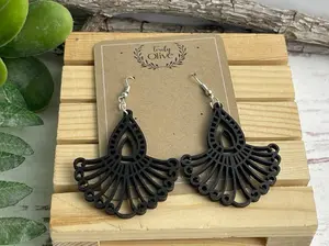 Bohemian Wood Mandala Earrings