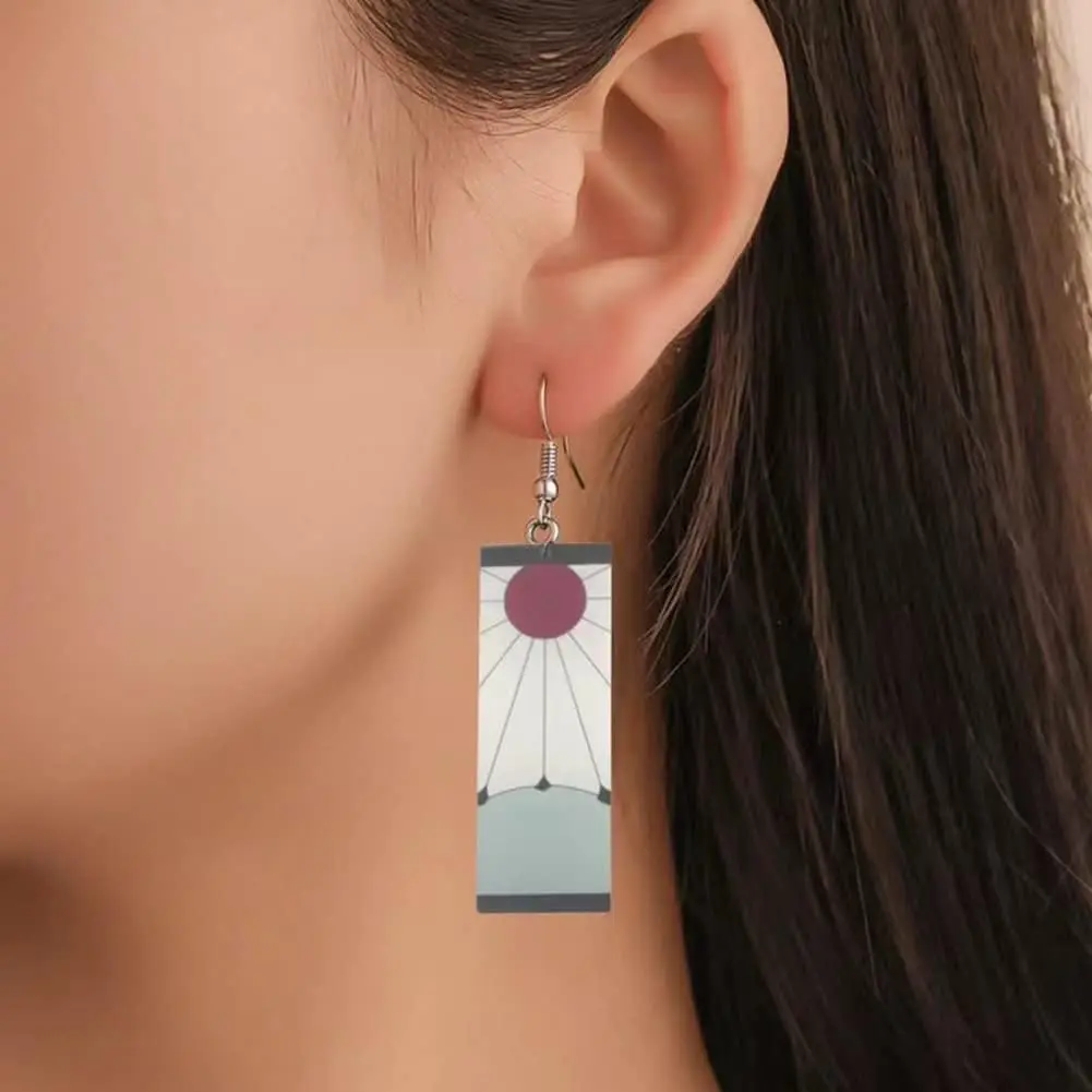 Tanjiro Hanafuda Earrings, Character Theme Anime Jewelry, Cosplay Costume Accessories