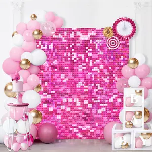 Fuchsia Shimmer Backdrop Panels 30 Pack Hot Pink Photography Background for Girls Wedding Birthday Engagement Sweetheart Bachelorette Party Decorations Gift Light Wall Artwork Banners Box