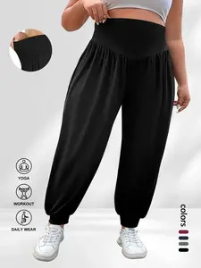 Plus Size Women's Harem Pants, High Waist for All Seasons, Casual Comfortable Loose Fit Fabric, Stylish and Versatile