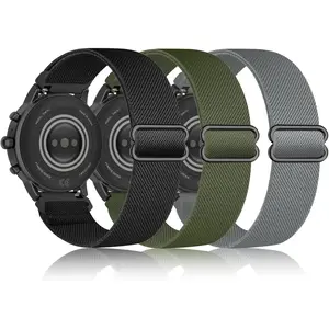 3 Pack Stretchy Nylon Watch Bands Compatible with Tozo S5/S3/S6 Smartwatch,Sport Loop Elastic Fabric Breathable Adjustable Quick Release Strap for CMF Watch Pro/Pro 2 Women Men