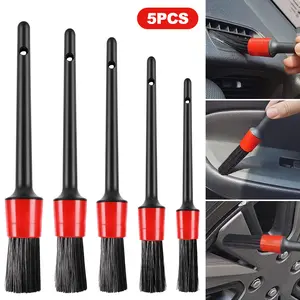 5Pcs Car Detailing Brush Set for Interior & Exterior Cleaning with Durable Bristles and Ergonomic Handles in OPP Bag Packed