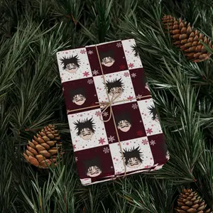 Jujutsu Gift Wrap, Fighting Toji Fushiguro of Jujutsu Kaisen in Black and White Manga Wrapping Papers, Birthday Gift for him and her