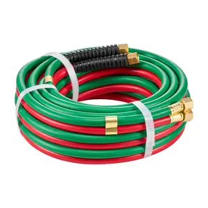 VEVOR Oxygen Acetylene Hose, 1/4-Inch x 25FT Oxy Acetylene Hose with 9/16"-18 B Fitting, 300PSI T Grade Welding Cutting Torch Twin Hose, Compatible with Oxygen, Acetylene, Propane and Other Fuel Gases