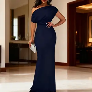 Ladies Slim Fit Evening Dress - Elegant Solid Color Backless Sleeveless Long Gown