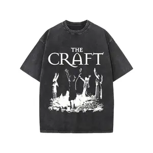 Washed Black The Craft Witch Movie Graphic T Shirt Oversized Streetwear Casual Short Sleeve Crewneck Tee for Men Women Outdoor Horror Fashion