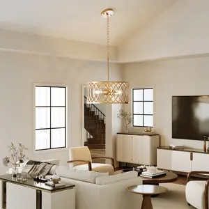 Tribesigns 13" Pendant Lights, 2-Light Modern Chandelier with Adjustable Height, E26 Base Metal Drum Dining Room Light Fixture, Island Lights for Kitchen, Entryway, Living Room, Foyers