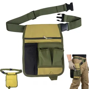 Heavy Duty Canvas Tool Waist Bag with Multi Pockets, Adjustable Utility Belt Organizer for Gardening, DIY, Woodworking, Painting & Home Repair Tools