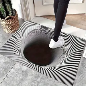 3D Optical Illusion Doormat Unique Black Hole Design Flannel Rubber Non-Slip 24x16 & 30x18inch Carpet for Front Door Entrance Bedroom Corridor Dining Room Bathroom Office Home Decorative Farmhouse Style