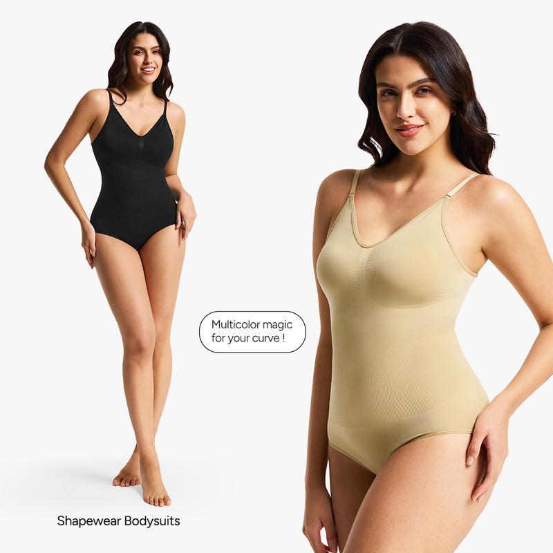 [MAX] Nebility Women's Seamless Vneck Shapewear - Basic Comfortable Sleeveless Camisole, Stretchy Bodysuit with Gentle Tummy Support, Minimalist Womenswear Compression TikTokShopBlackFriday