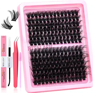 RITALASH 168PCS Lash Clusters Kit 150D Lash Clusters Kit 12-22mm Volume Eyelash Clusters D Curly Cluster Eyelash Extensions 3D Wispy Lashes Cluster DIY Lash Extension Kit(150D-12-22MIX Thick Kit)