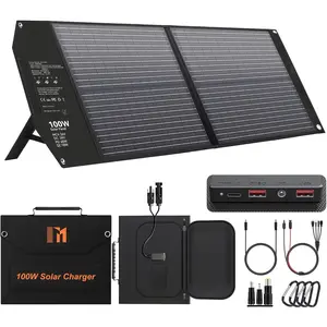100W Portable Solar Panel USB-C PD 65W   24V MC4 DC QC3.0 USB-A Foldable Solar Charger for Power Station Generator Outdoor Camping RV Trip Off Grid Living