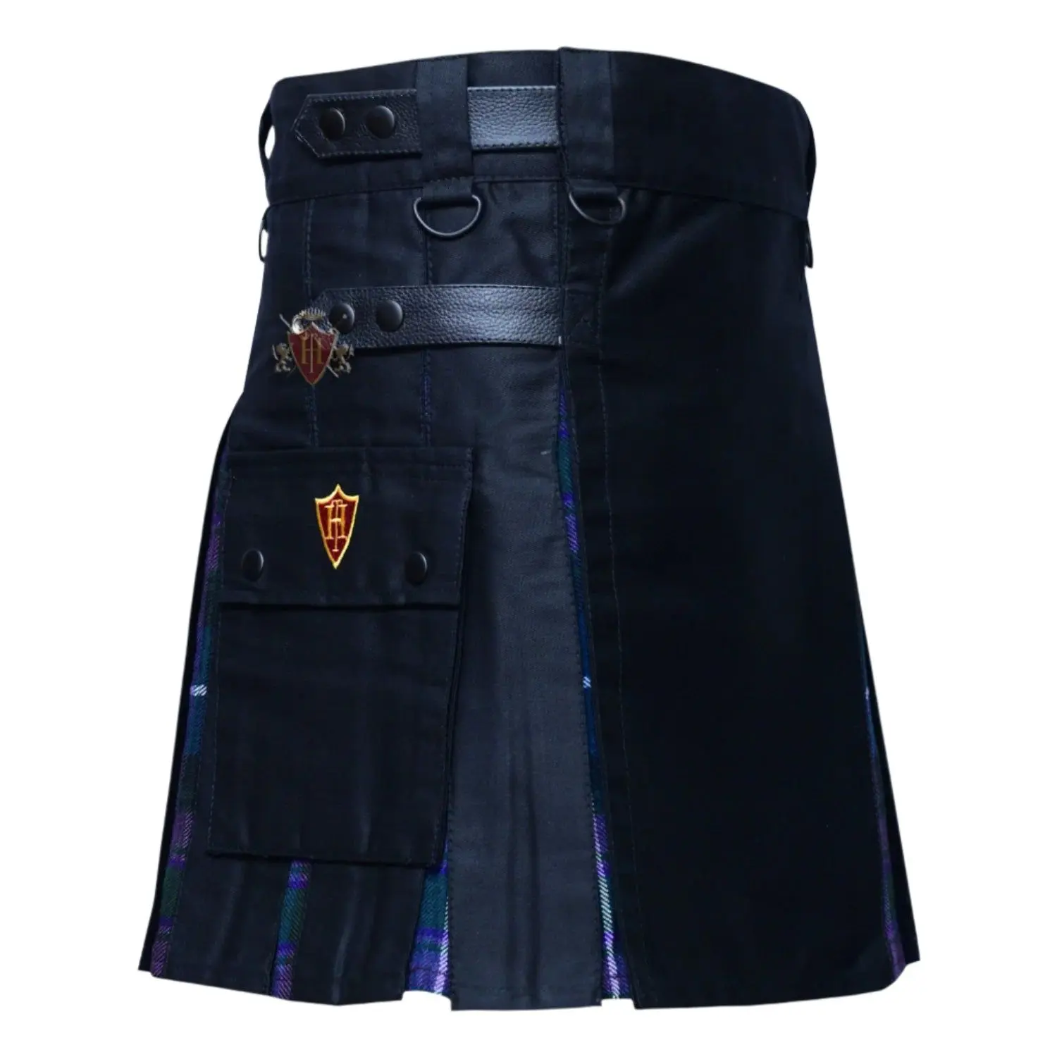 Pride of Scotland Women's Hybrid Tartan Kilt, Button-Closure Dancewear with Leather Straps, Durable Fabric for Sports & Outdoor Activities, Pockets, Cotton, Varies, Skirt, Bottom