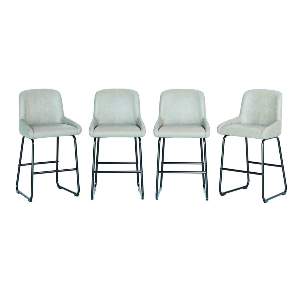 Counter Height Bar Stools Set PU Leather Barstools with Back and Footrest, Modern Armless Bar Chairs for Kitchen Island, Counter