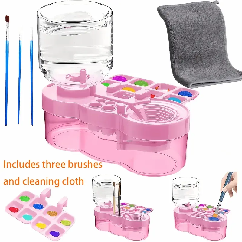 Paint Brush Cleaner Tool, Washing My Brush, Water Cycle Watercolor Brushes Rinser With Holder And Palette, Laboratory Tube Cleaning Brush, Equipped With Cleaning Cloth, Brushes Rinser Dispenser, Painting Art Supplies Stuff For Artist Beginner Kids