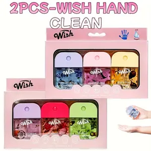 3-piece wish hand cleaning spray, hand sanitizer with 3 scents - violet orchid, black plum, and coconut milk cream. Each bottle can be sprayed up to 500 times