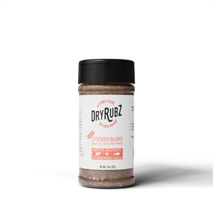 PepperMate DryRubz Chicken Blend - Herb Based Seasoning Without Salt or Sugar - USA Grown - Natural Flavoring for Roast, Grill, or Air Fry - 4.43 oz