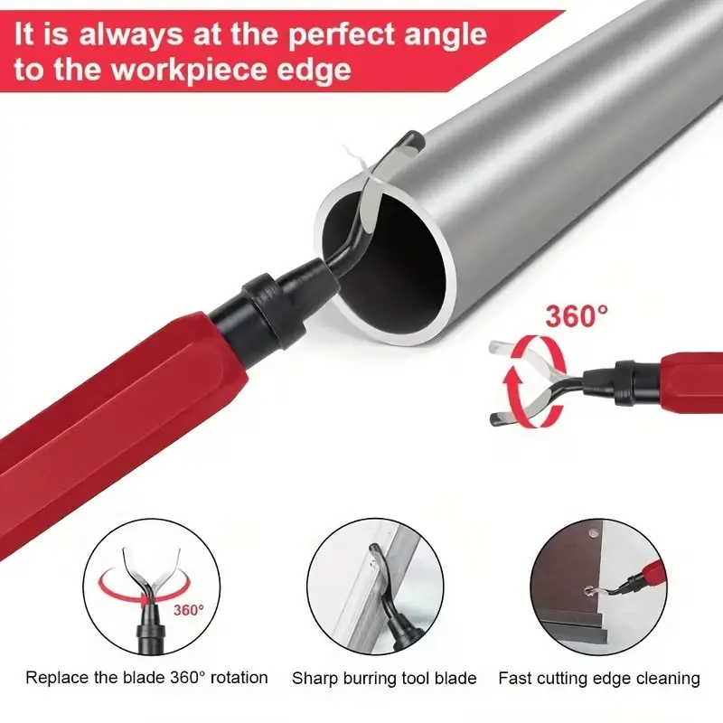 Deburring Tool with 10 High Speed Steel Swivel Blades, Ideal for Metal, Resin, PVC Pipes, Plastic, 3D Printed Edges, Plumbing & 3D Printing