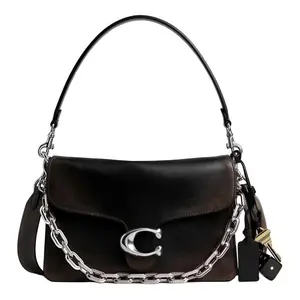 Coach Tabby 26 Leather Crossbody Bag for Women with Metal Hardware, Black and Brown
