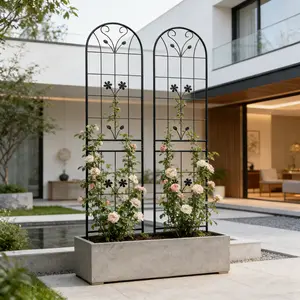 2/4 Pack Rustproof Metal Garden Trellis 86.7"x19.7" for Climbing Plants, Outdoor Flower Support