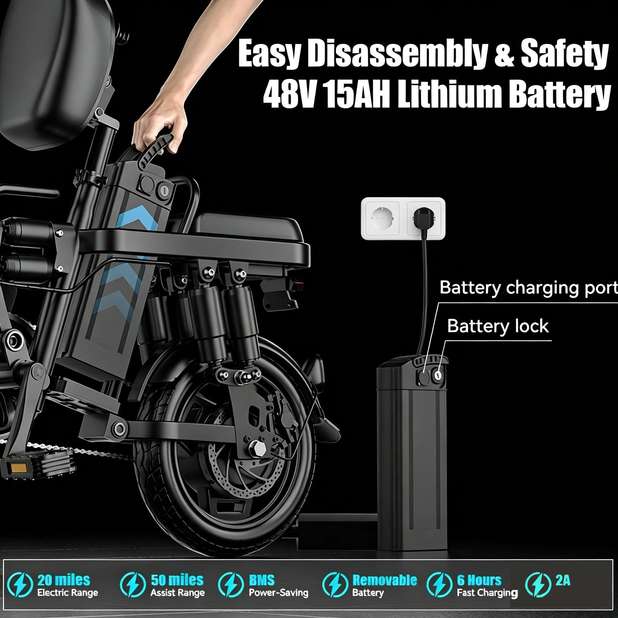 15Ah Z1 Electric Bike Lithium Battery, Removable Rechargeable Replacement Battery for SOCLING Z1 Folding E-Bike