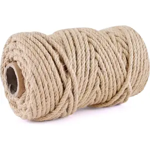 Jute Twine 328ft 5mm,3Ply Twisted Thick Twine Rope  Jute String Roll for Crafts  Wrapping Gardening  Decor Bundling