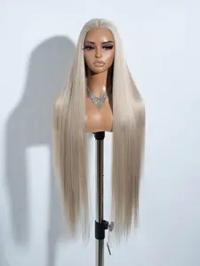 38 Inch Long Straight Lace Front Wigs for Women, Gorgeous Fluffy Heat Resistant Fiber Pre Plucked Wigs without Bangs, Synthetic Wigs for Party, Daily Use, Lace Frontal Wigs