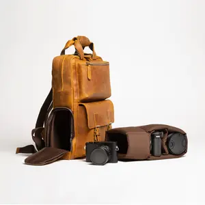 The MANN Bag | Large Capacity Leather Camera Backpack Accessories Adjustable