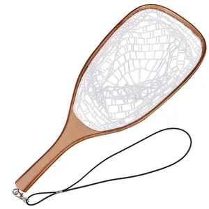 Fly Fishing Net Trout Net, Soft Mesh Fishing Net, Fish Landing Net with Safety Rope Lanyard, Lightweight Catch and Release Net for Trout, Bass,60*23*1.8cm
