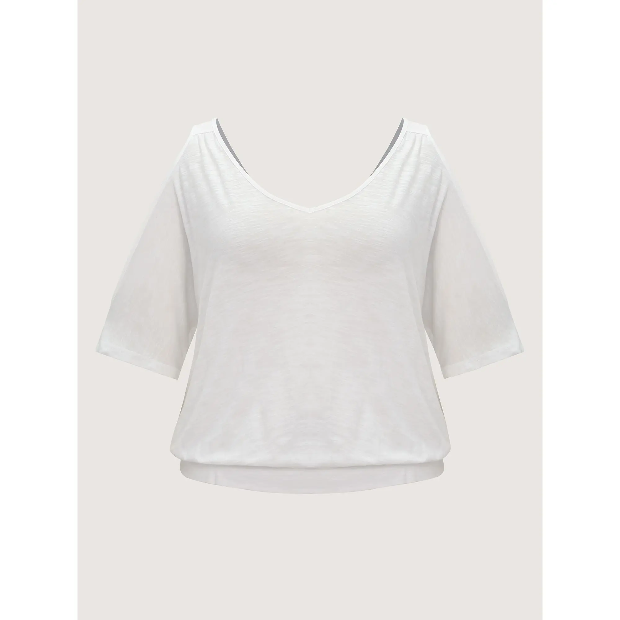 BloomChic Plus Size Cold Shoulder T-Shirt in 100% Cotton Fabric, Casual Loose-Fitting Garment with 3/4 Dolman Sleeves, Cold Shoulder Tops, 3/4 Sleeve
