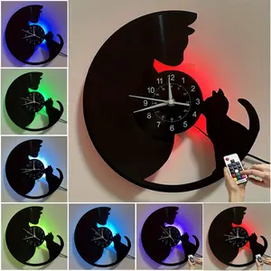Cute Cat Vinyl Wall Clock, Unique Birthday Gift for Cat Lovers, Fun Holiday Art Home Decor, Stylish Wall Decoration