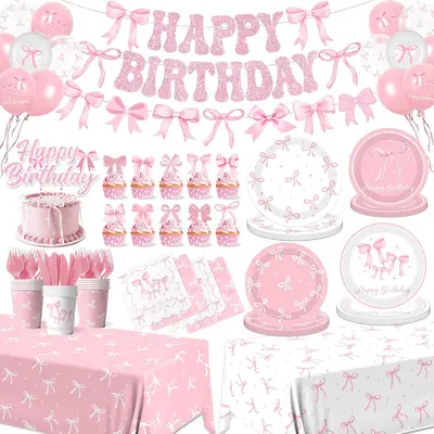 141Pcs Floral Party Supplies Set - Plates, Cups, Napkins, Cutlery For 20 Guests, Wedding & Birthday Decor-705436