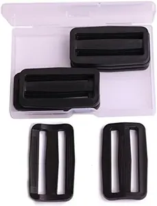 Shapenty 2 Inch Black Plastic Tri-Glide Slides Button Adjustable Webbing Triglides Slider Buckle for Belt Backpack and Bags, 8PCS