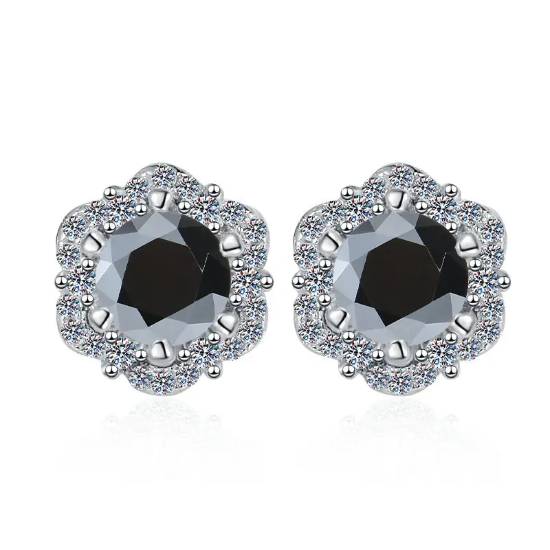 S925 Sterling Silver Little Flower Ear Stud Plum Blossom Synthetic Moissanite Earrings Daily Life Earrings-624 S925 Sterling Silver Little Flower Ear Stud Plum Blossom Synthetic Moissanite Earrings Daily Life Earrings-624