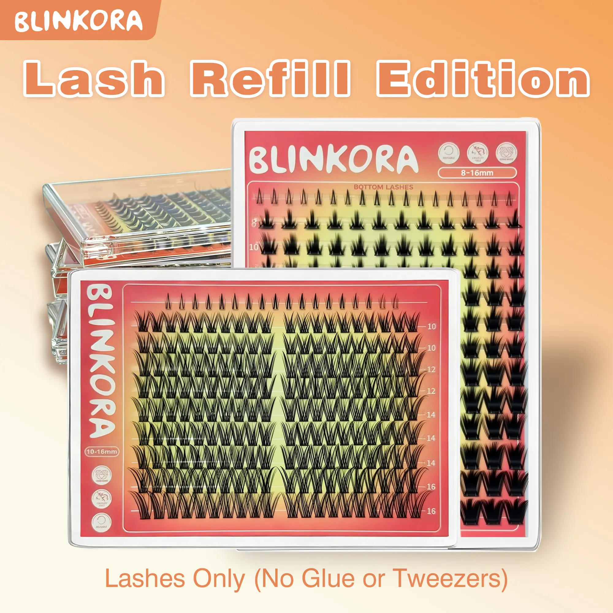 Blinkora Lash Cluster Refill Packs Super Soft DIY Lash Extension, Waterproof, Long-Lasting, Cluster Lash